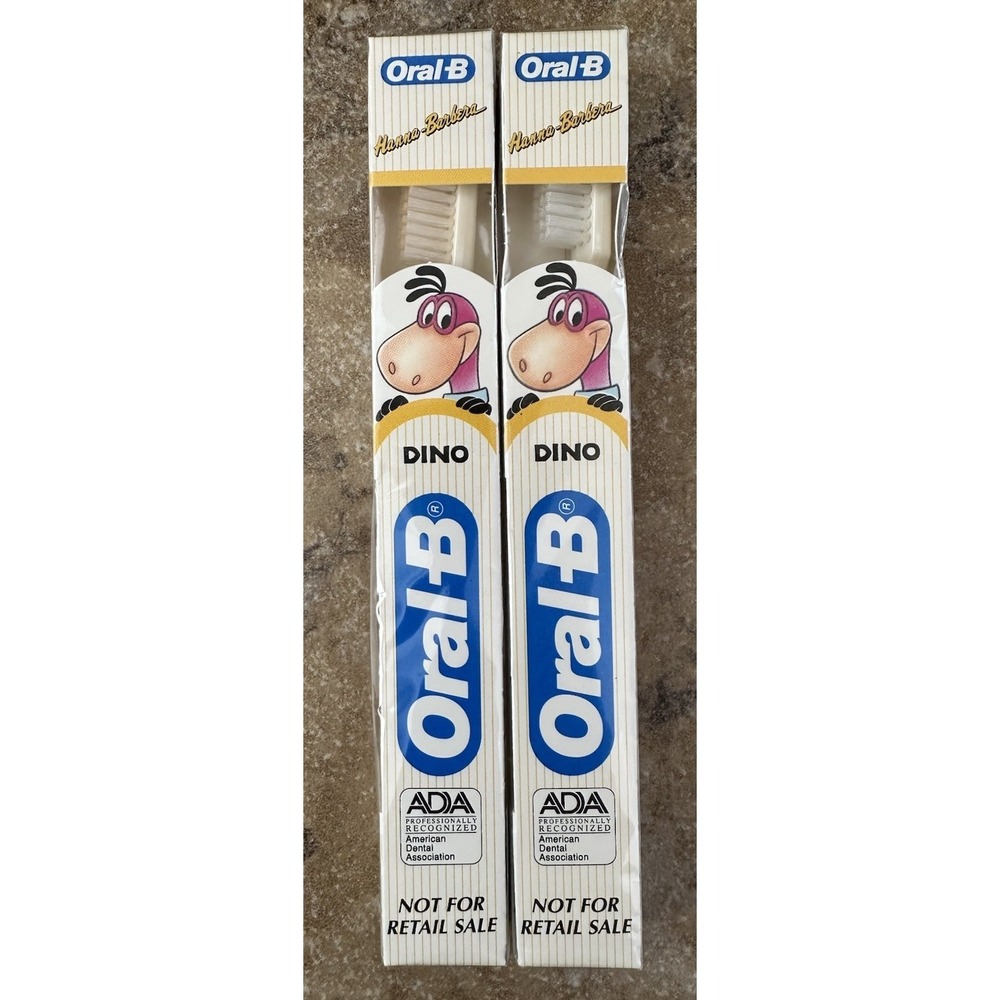 2 Lots Of  Vintage Oral-B Toothbrush for Kids Hanna Barbera DINO 1990
